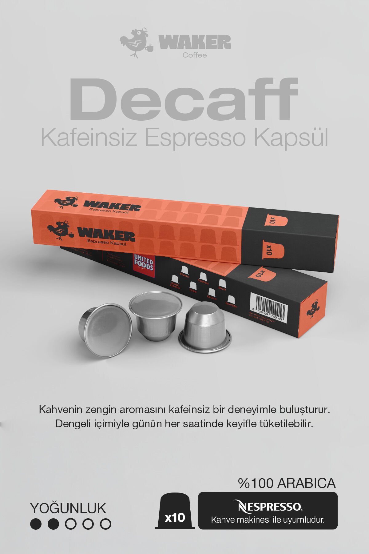 WAKER Kafeinsiz Kapsül Kahve 10'lu Paket – Yoğun Aroma ve Lezzet