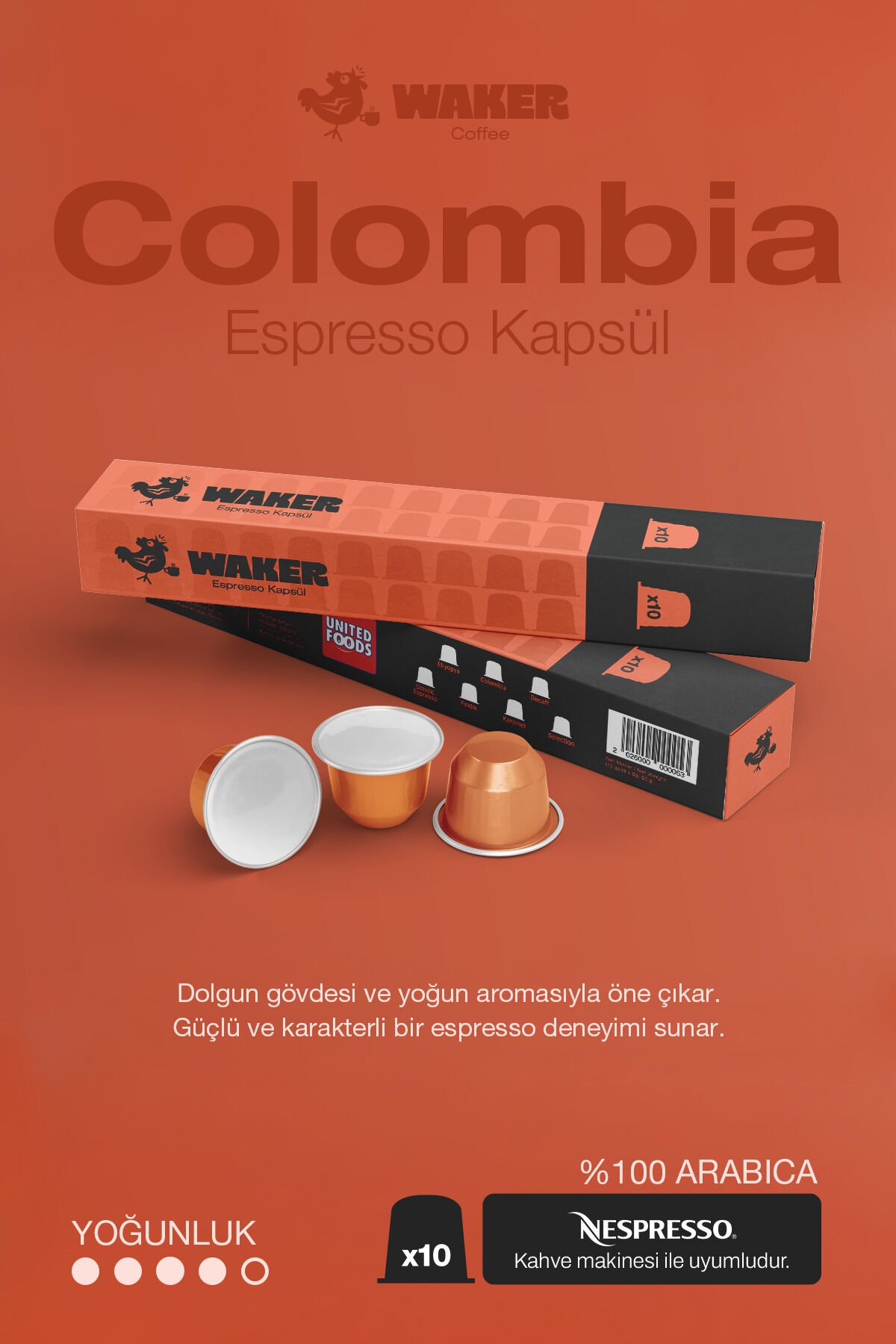 Waker Colombia Kahvesi 10 Kapsül - Özel Harman Premium Kahve