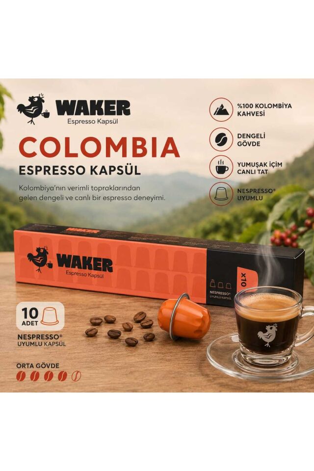 Waker Colombia Kahvesi 10 Kapsül - Özel Harman Premium Kahve