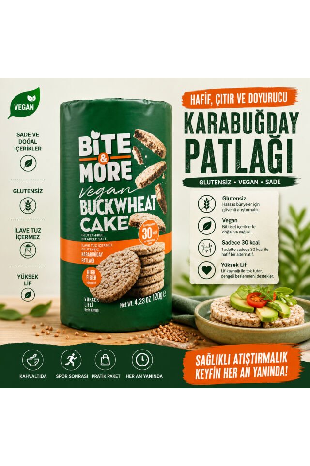 Karabuğday Patlağı 120g – Glutensiz, Vegan, Düşük Kalori Sağlıklı Atıştırmalık