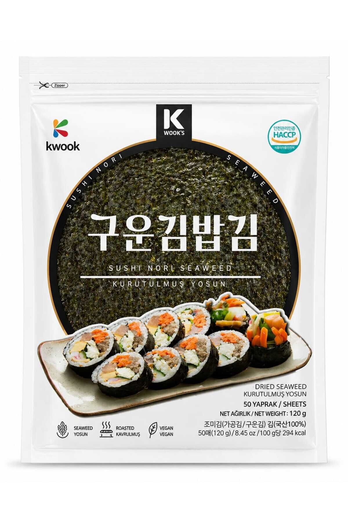 Kwook Sushi Nori Yosun (50 Yaprak, 120g) – Kurutulmuş Deniz Yosunu