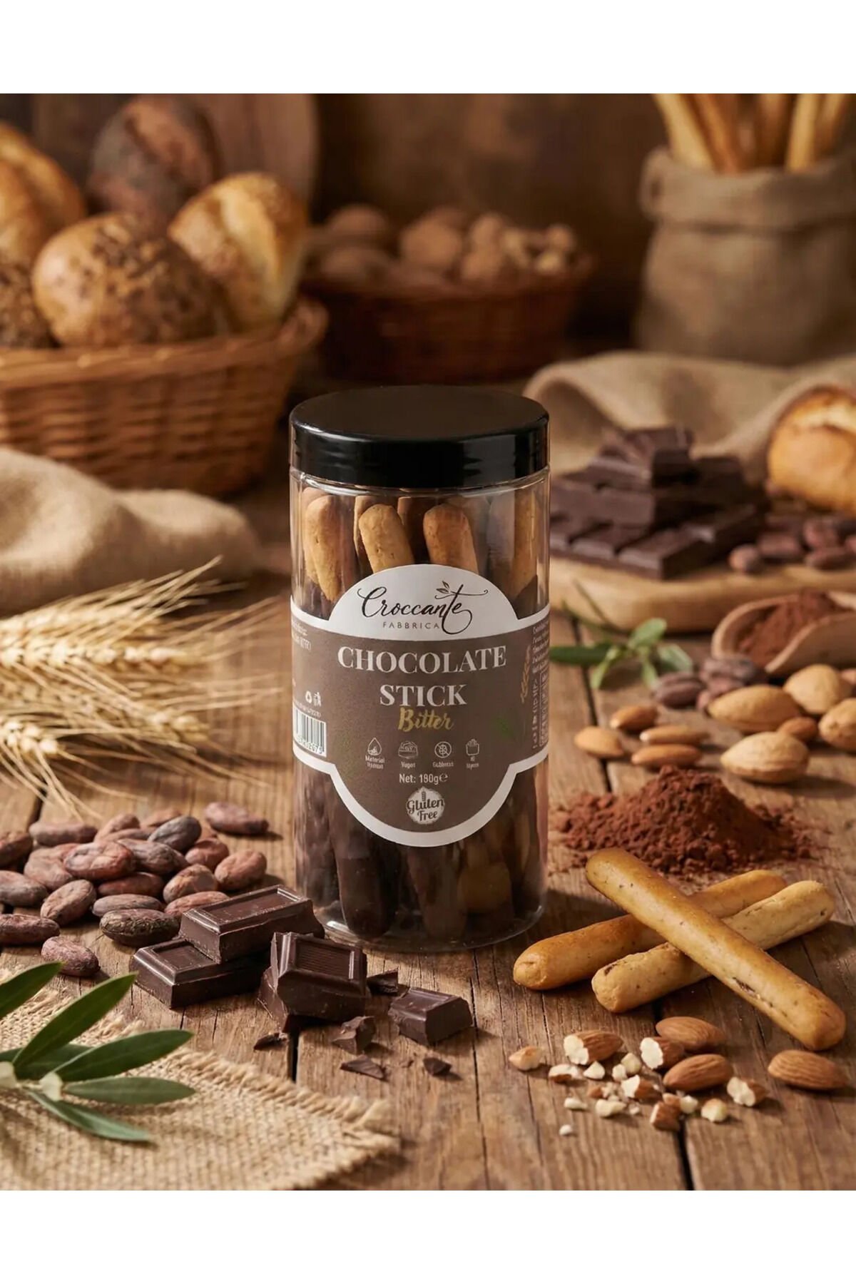 Chocolate Stick Bites Bitter 100 gr Vegan & Glutensiz Çikolatalı Atıştırmalık