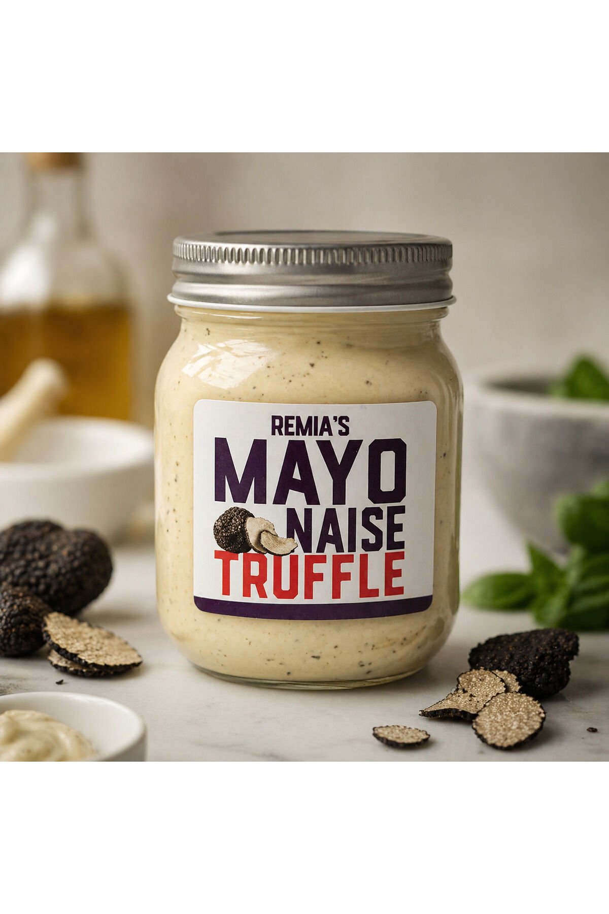 Remia Siyah Trüflü Mayonez Kavanoz 220 ml - Remia’s Black Truffle Mayonaise Jar 220ml.
