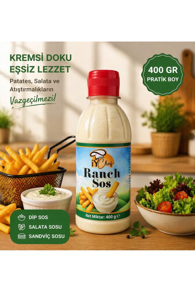 iYChef Ranch Sos 1 Kg – Kremsi & Baharatlı Lezzet | Patates, Salata ve Atıştırmalıklar İçin