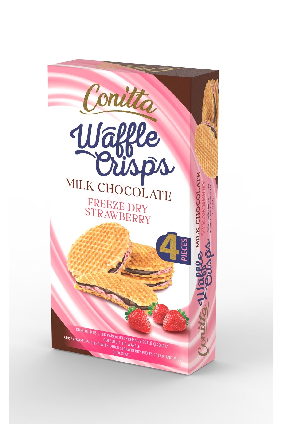 Waffle Crisps– Çilek Kremalı ve Sütlü Çikolatalı Waffle 100 Gr. (1 Paket)