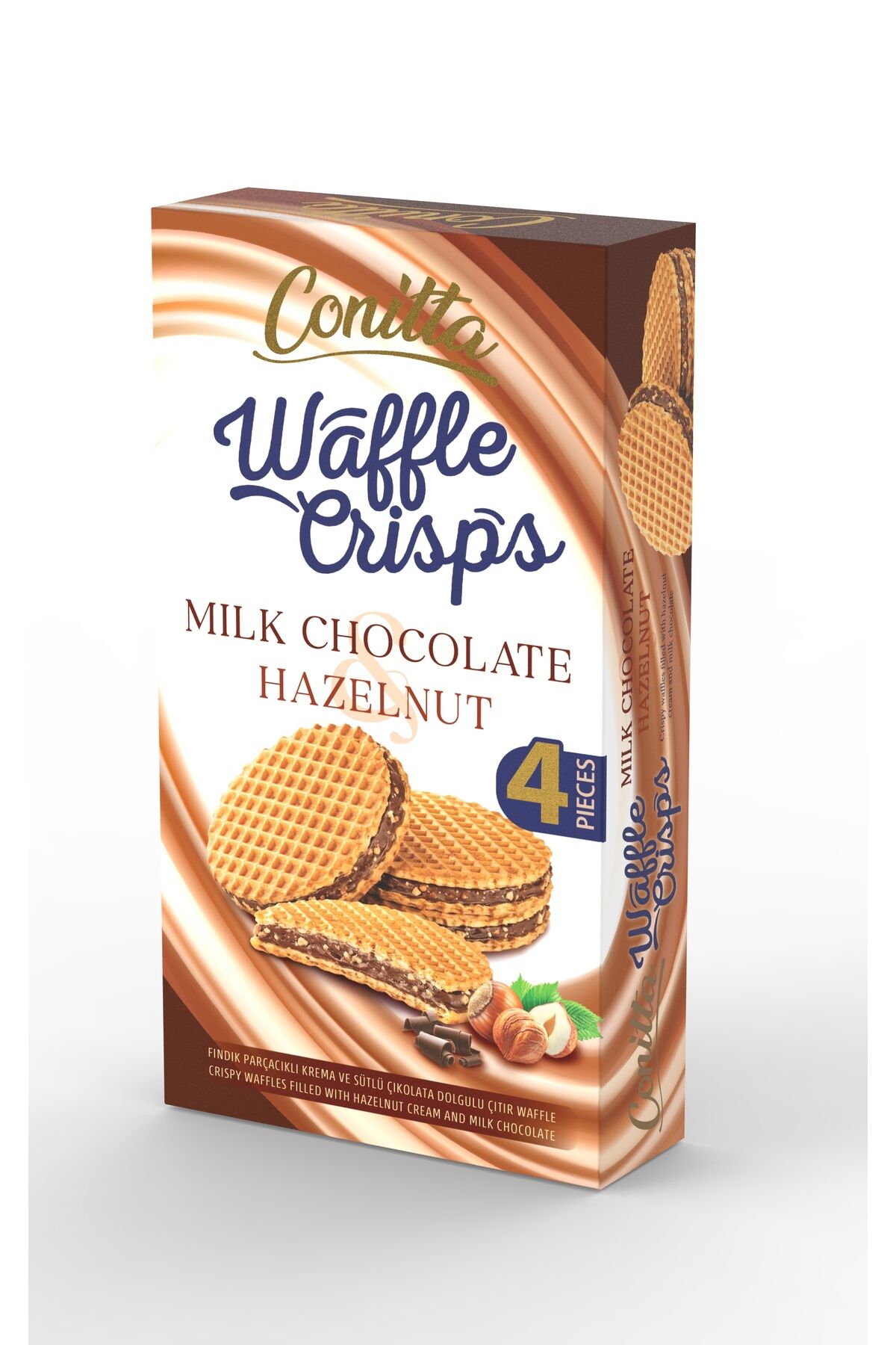Waffle Crisps – Fındık Kremalı ve Sütlü Çikolatalı Gofret 100 Gr. (1 Paket)