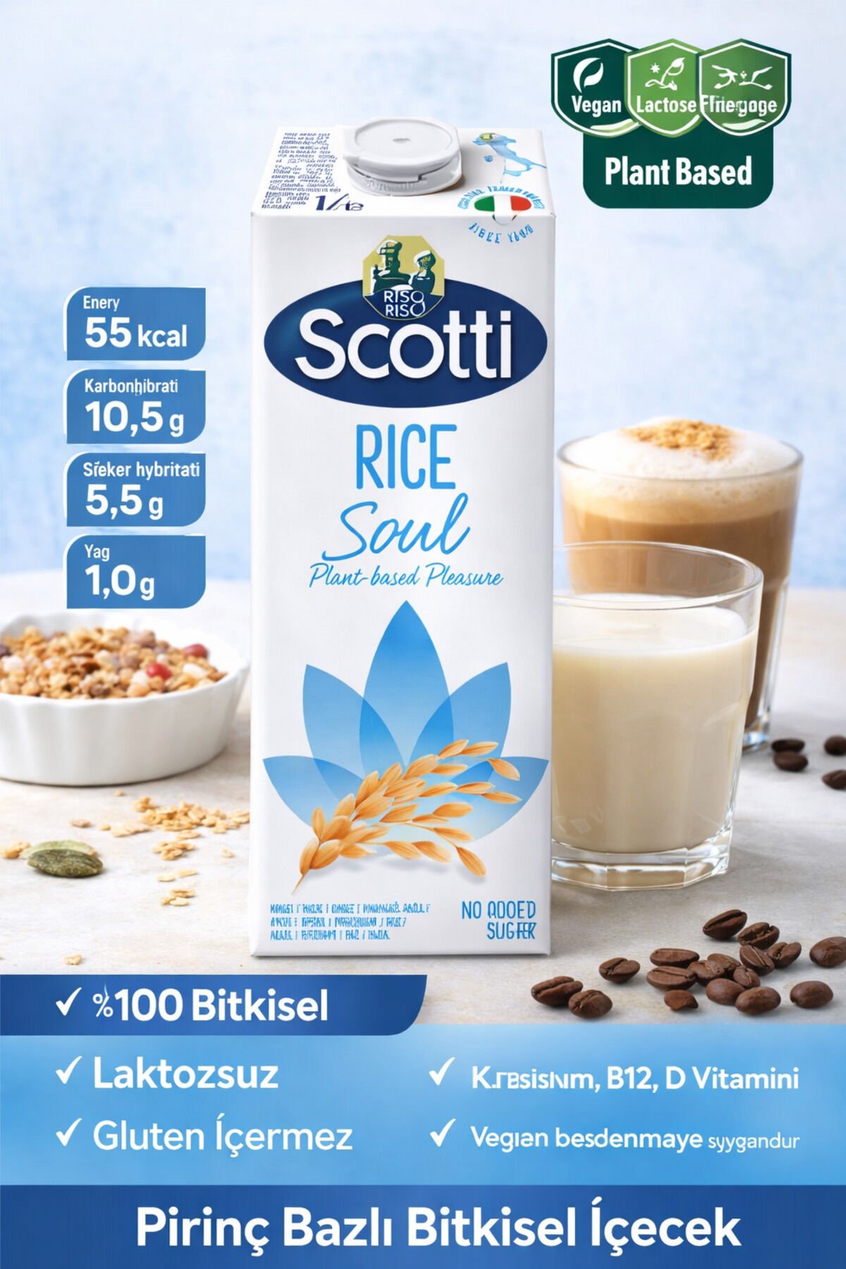Riso Soul Rice Drink Pirinç Bazlı Bitkisel İçecek 1L