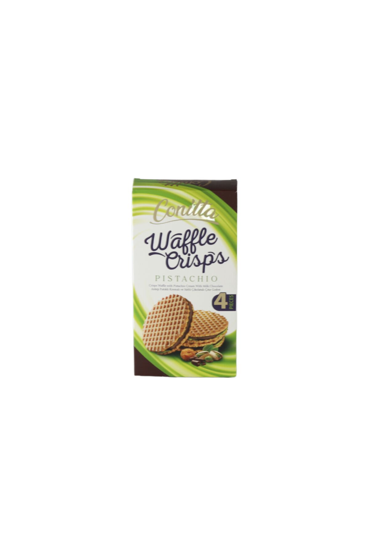 Waffle Crisps Antep Fıstıklı Sütlü Çikolatalı Gofret 100 Gr. (1 Paket)