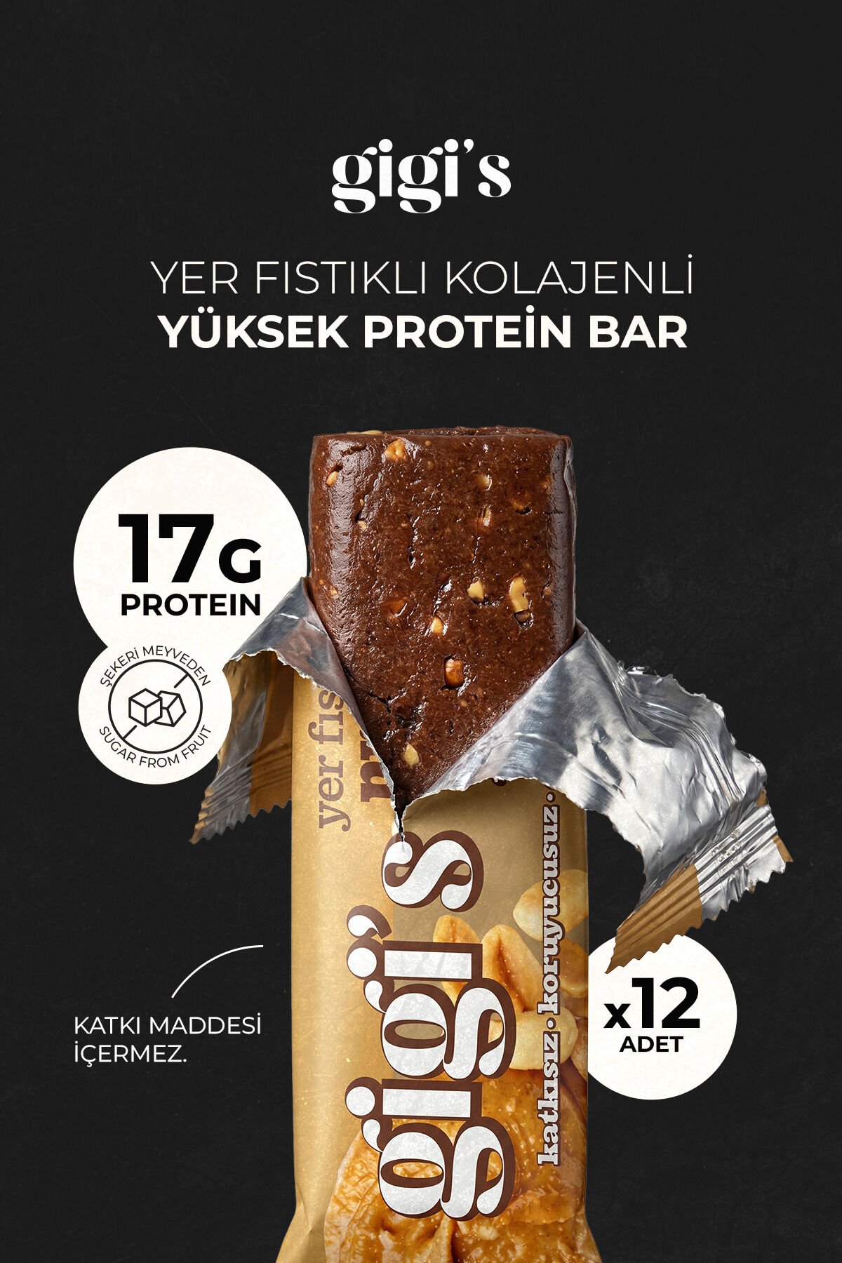 12'li Yer Fıstıklı Kolajenli Yüksek Protein Bar Paketi