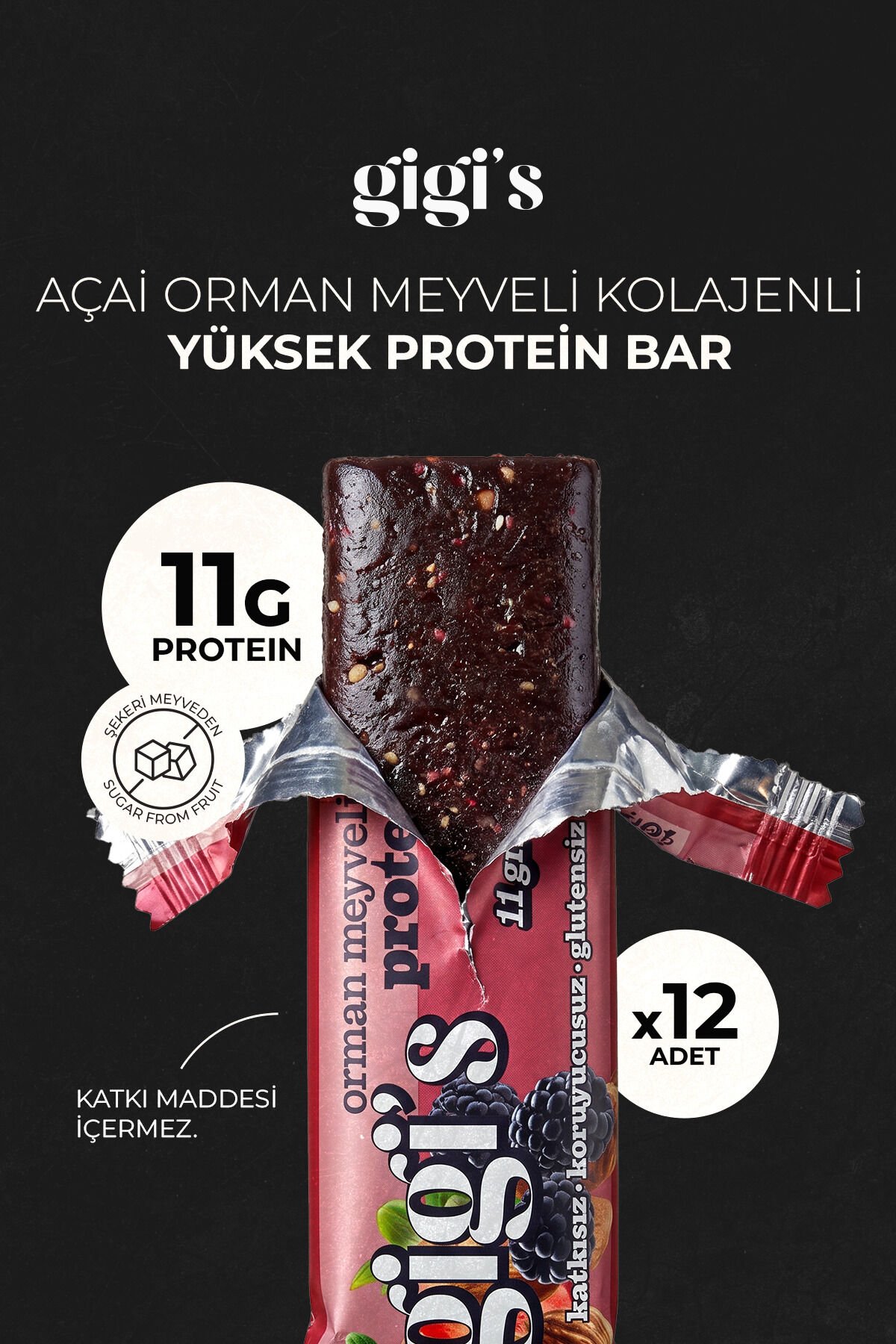 12'li Açai Orman Meyveli Kolajenli Protein Bar Paketi