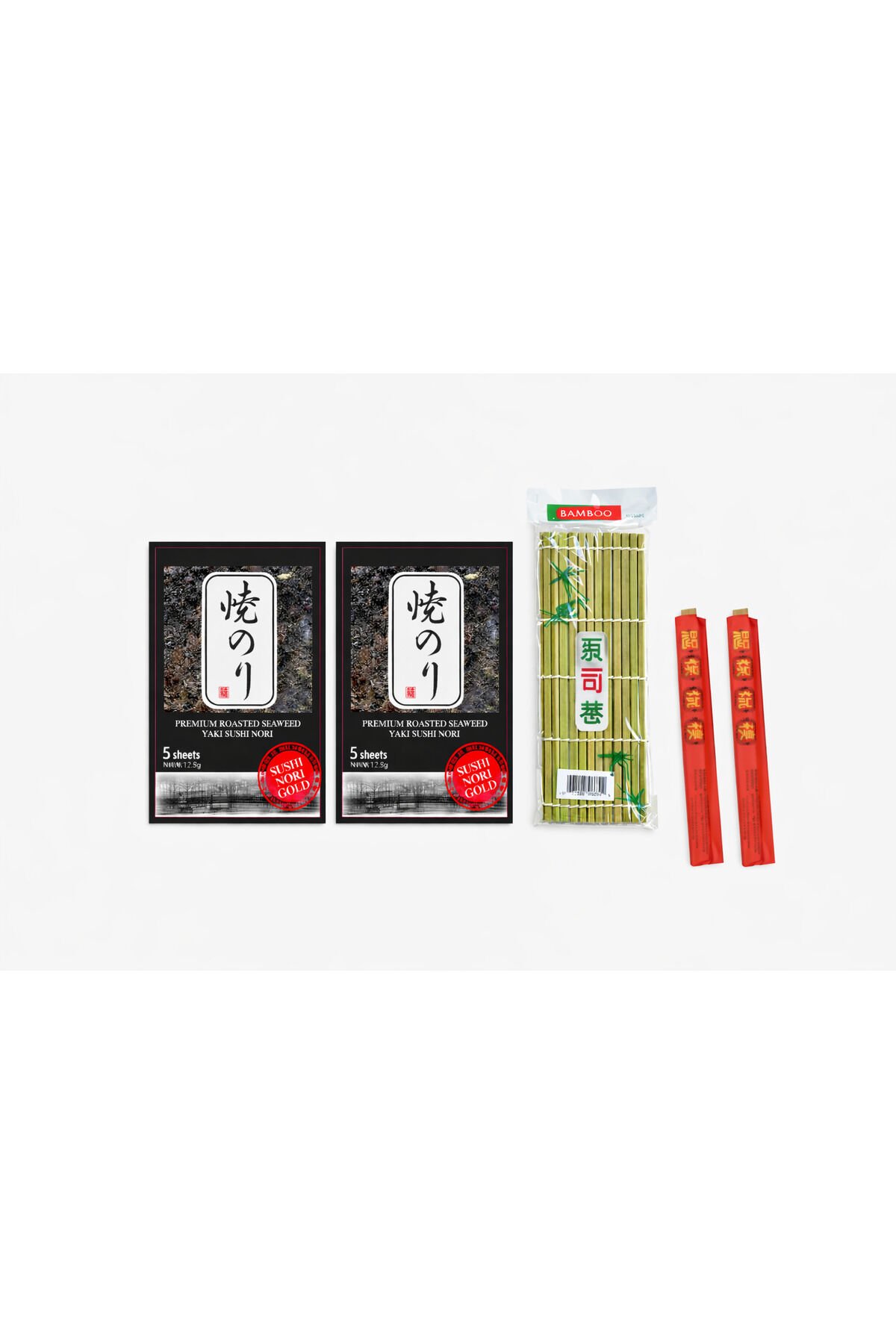 Sushi Yapım Seti – 2×5 Yaprak Nori + Bambu Mat + 2x Chopstick