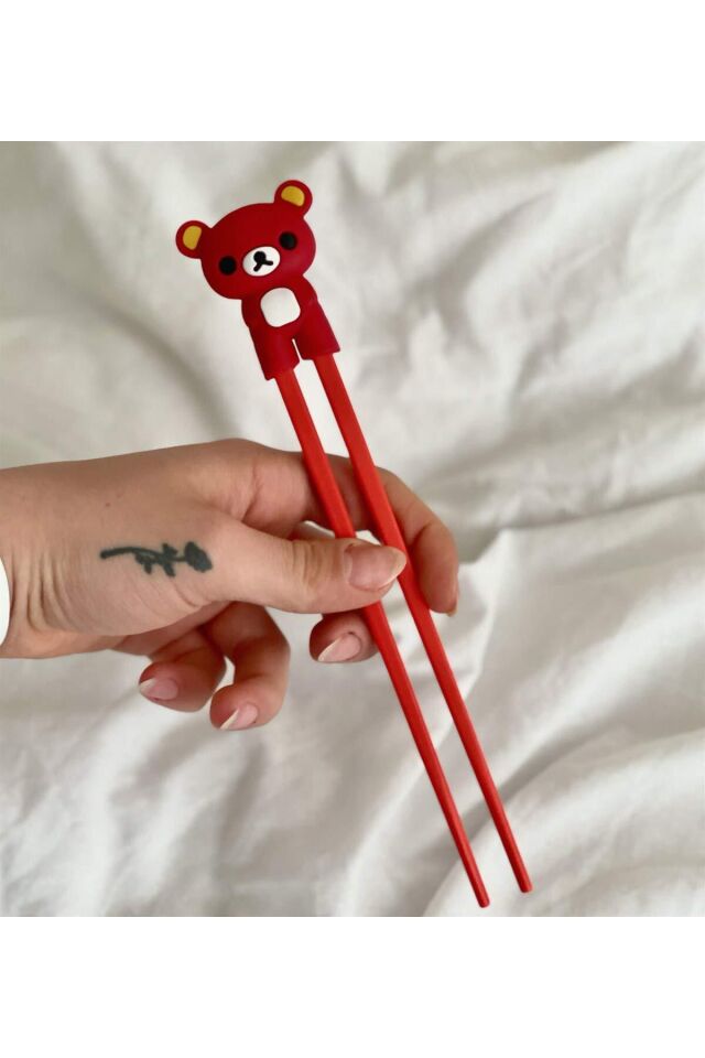 Renkli Chopstick Ve Chopstick Öğrenme Aparatı Kırmızı