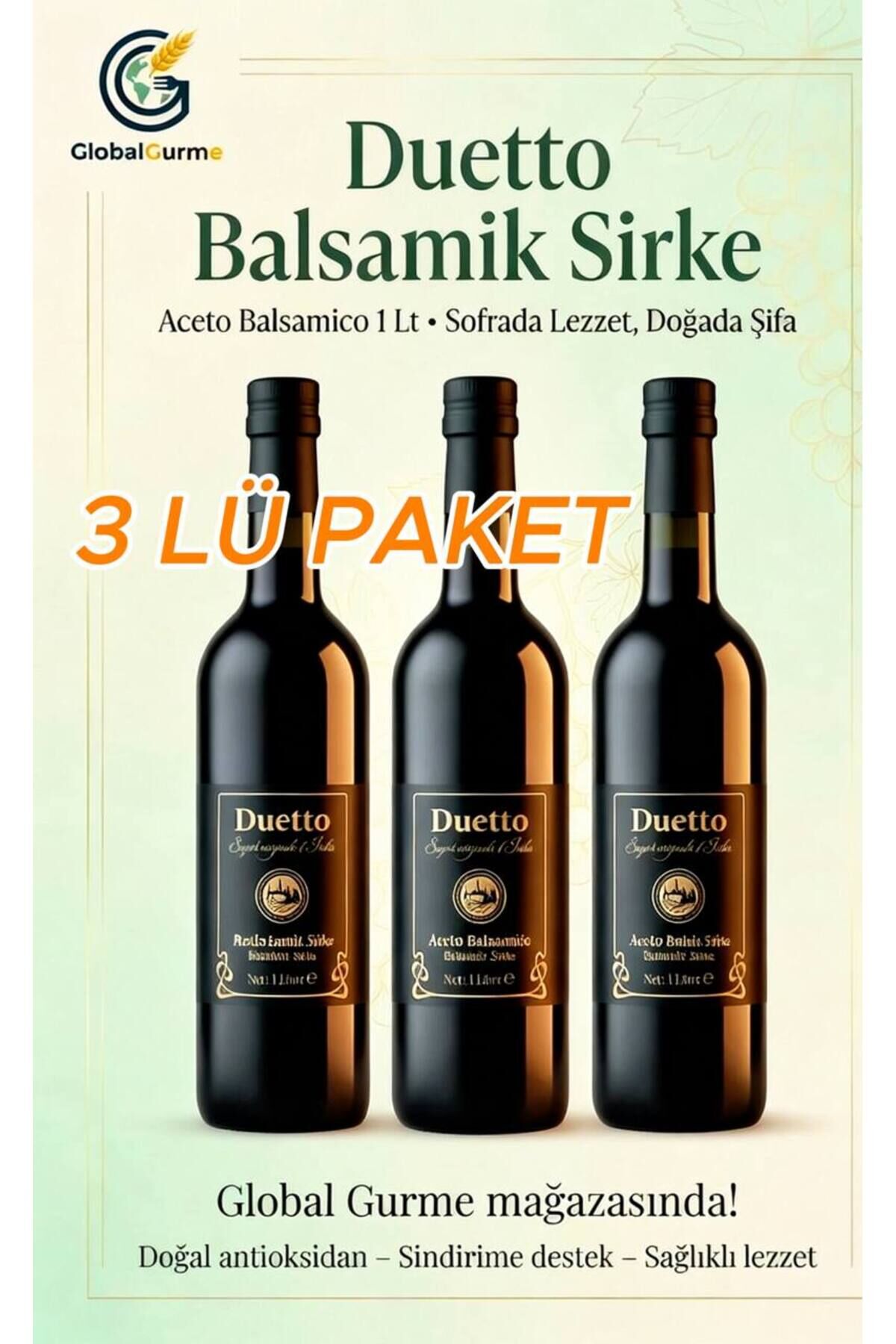 Balsamik Sirke Aceto Balsamico 1 LtX3 (3 ADET) -GlobalGurme