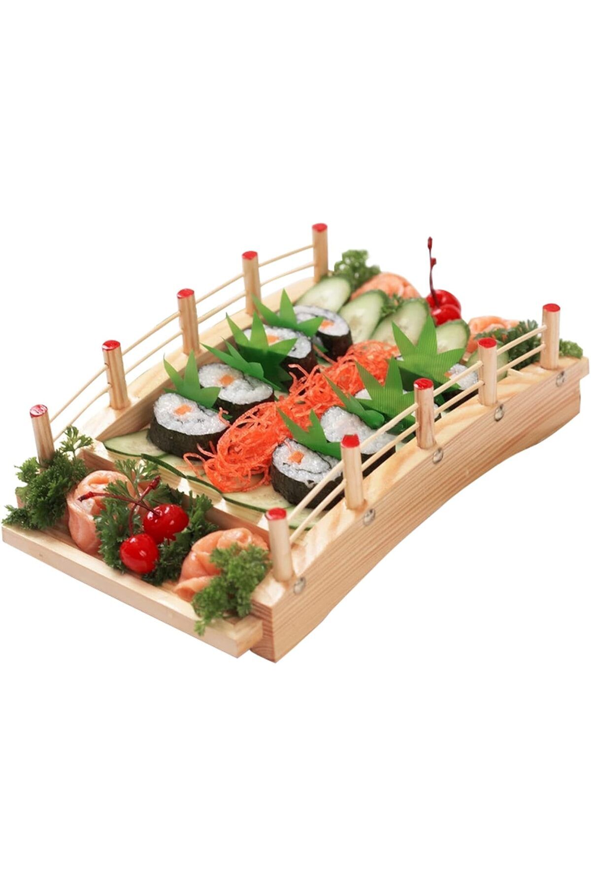 53 cm Ahşap Sushi Sunum Köprüsü – Sunum Standı | Japon Servis Köprüsü | Büyük Boy