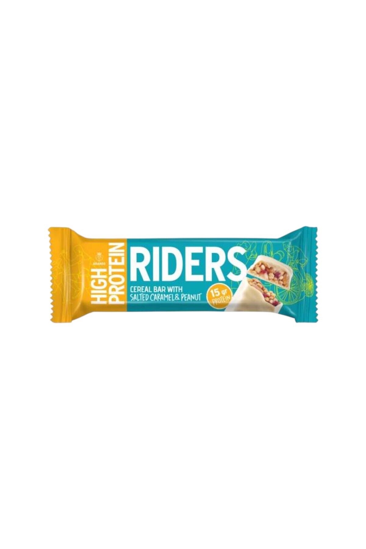 Riders Karamelli Fındıklı Yüksek Protein Bar 40 g x 24 | Enerji ve Protein Desteği