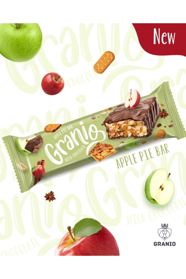 Sütlü Çikolata Kaplamalı Elmalı Tarçınlı Meyveli Bar 40 gr X 24 Adet