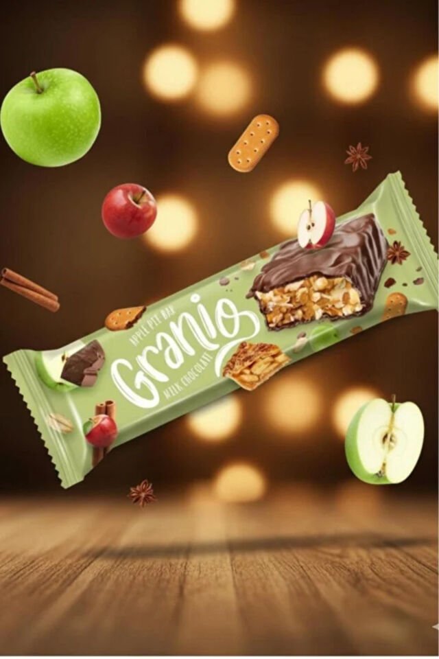 Sütlü Çikolata Kaplamalı Elmalı Tarçınlı Meyveli Bar 40 gr X 24 Adet