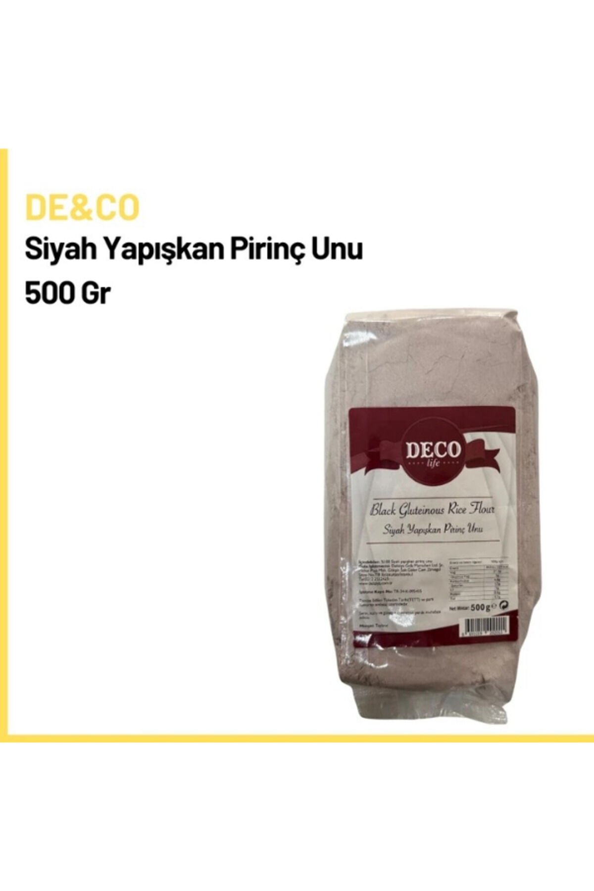 De&Co Siyah Yapışkan Pirinç Unu 500 Gr