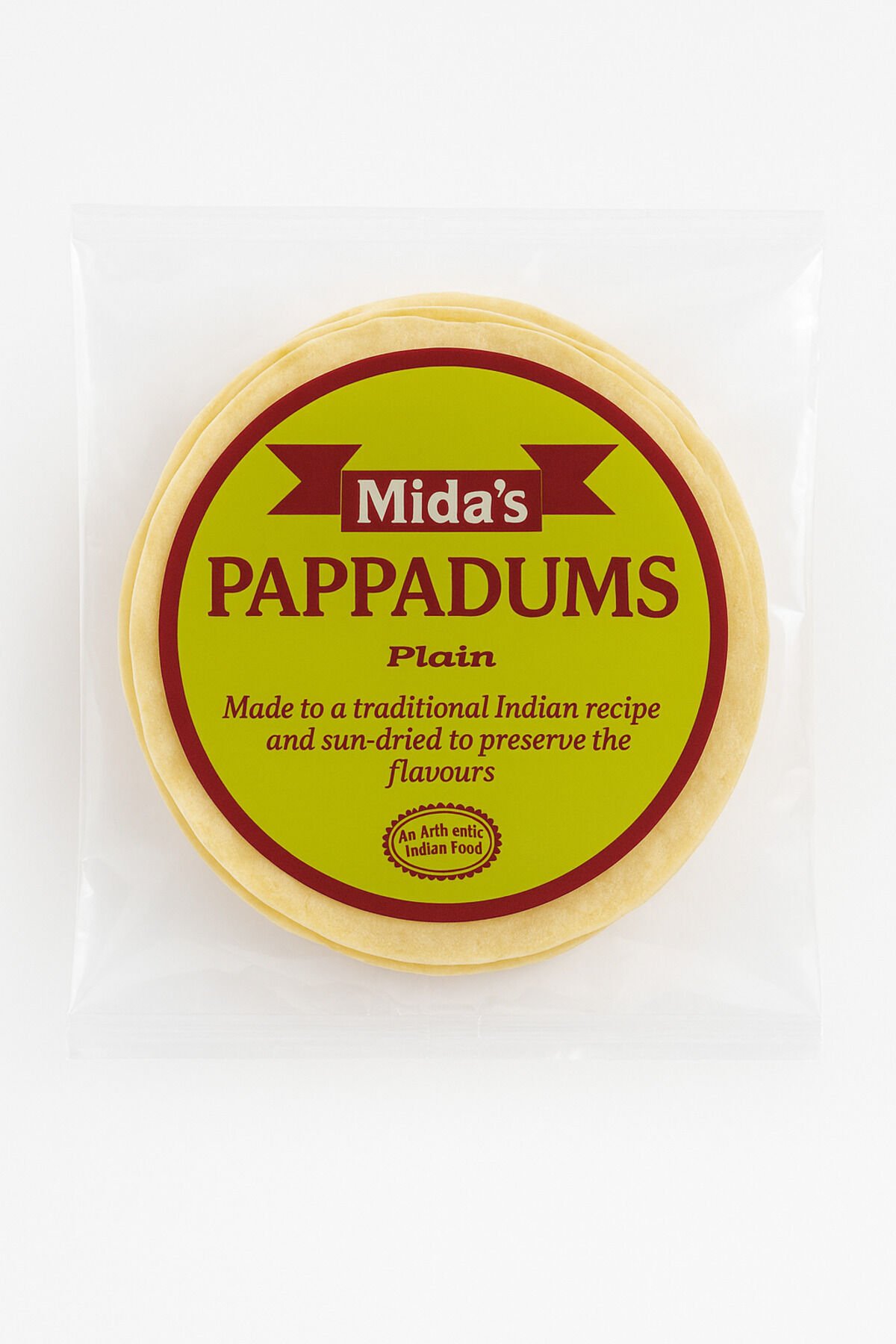 Mida’s Pappadums Plain 200g – Papadum Mercimek Unu Ekmeği