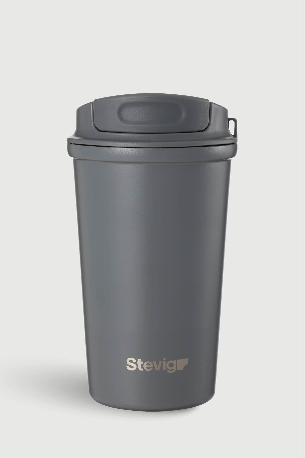 4 Work Flip Open Coffee Mug Çelik Termos 400 ML Grey ST-251