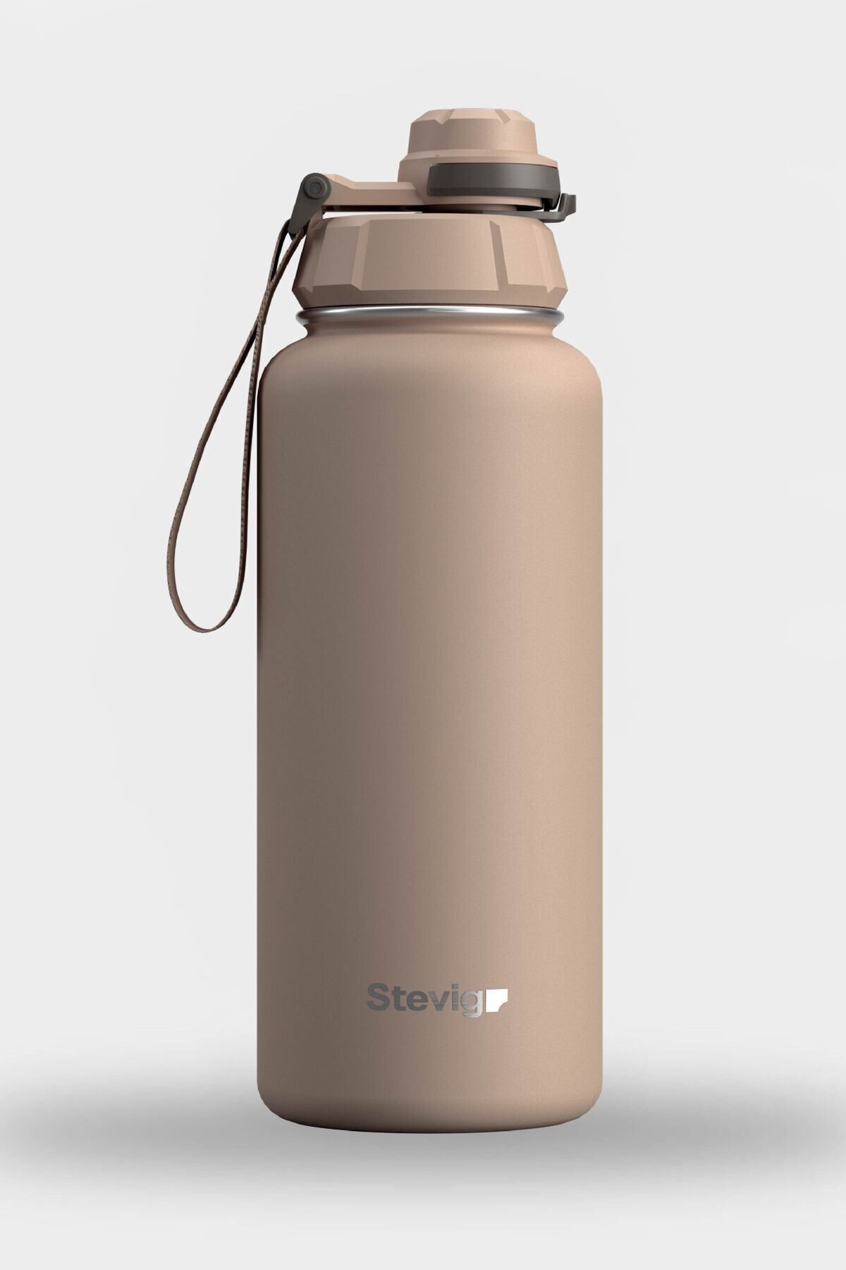 1 Hand Leak-proof Sızdırmaz Çelik Termos 1000 ml Lıght Brown St-217 Stevig