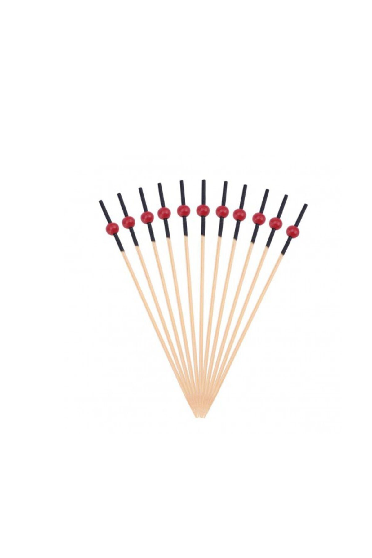 Bambu Siyah Kırmızı Boncuklu 9Cm Kürdan (50'li), Sunum Kürdanı