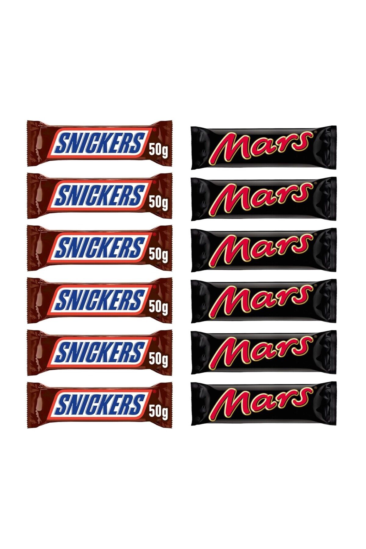 Yer Fıstıklı Bar 50 gr x 6 Adet + Mars 51 gr Karamelli Bar x 6 Adet