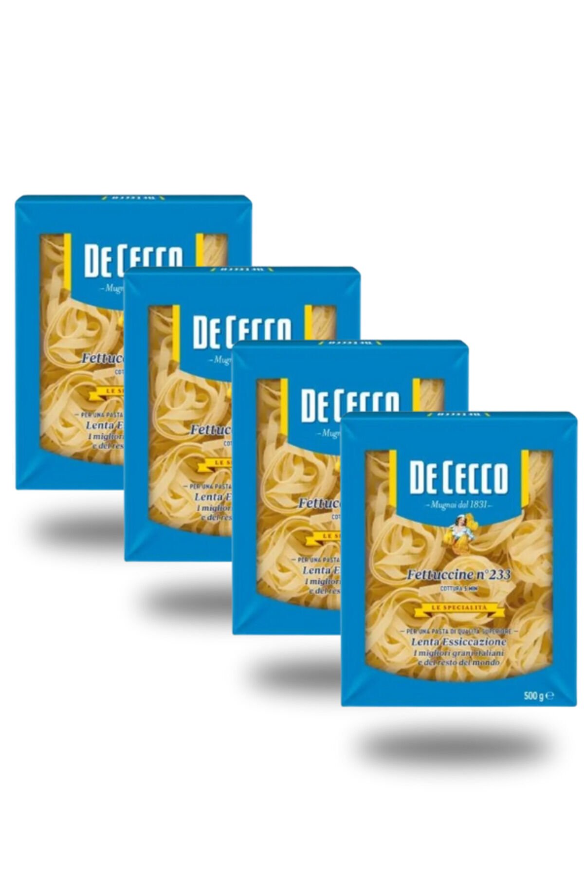 De Cecco Fettuccine 500 g x 4 (Toplam 2 kg) – Yassı Şerit İtalyan Makarna, Sos Tutucu