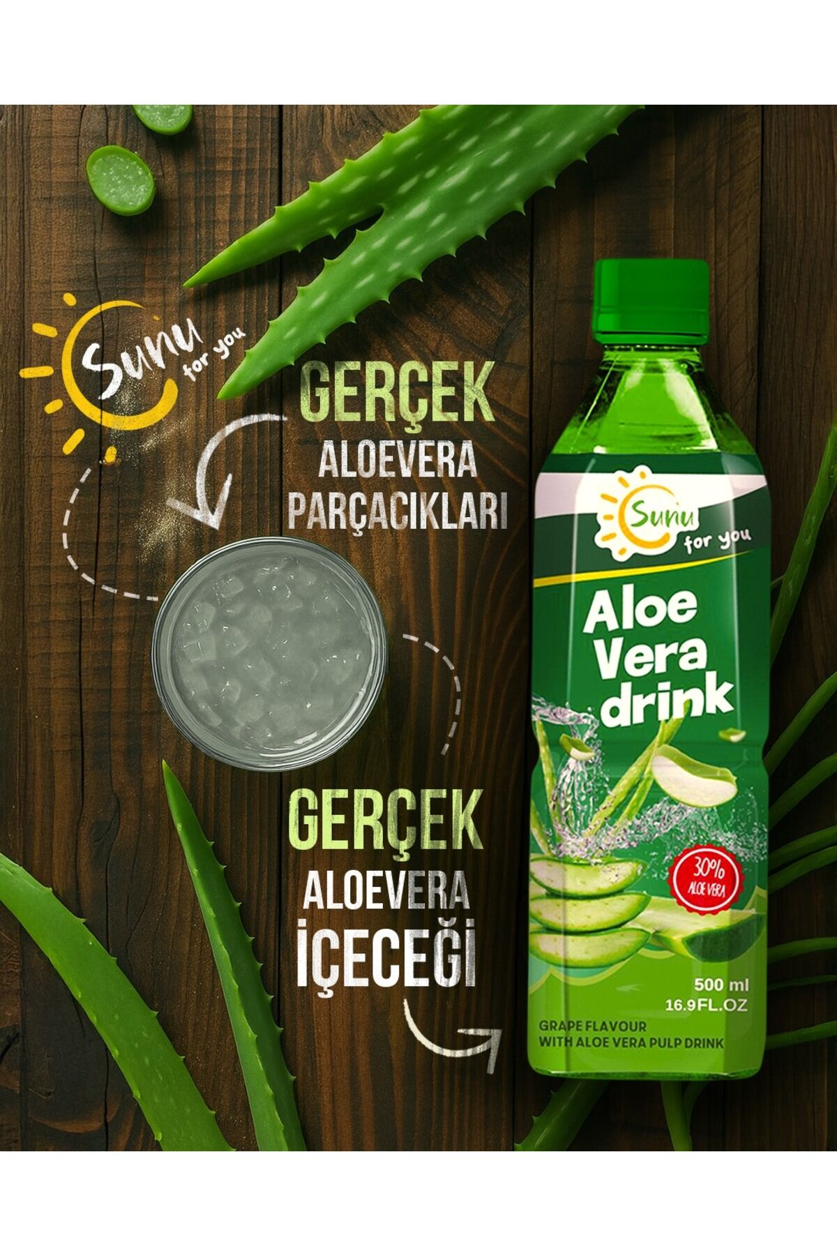 Üzüm Aromalı Aloe Vera Parçacıklı İçecek
