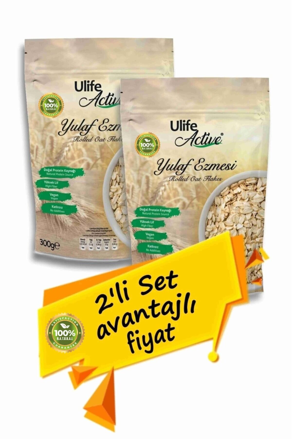 Katkısız Natural Yulaf Ezmesi 300 G - 2 Adet