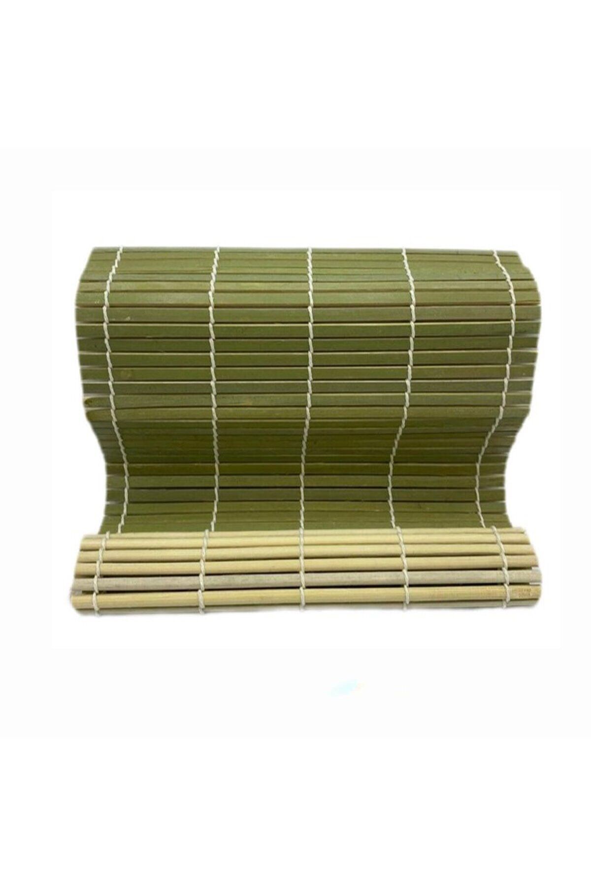 M0029B Yeşil Bambu Sushi Mat Sushi Sarma Hasırı 24 Cm