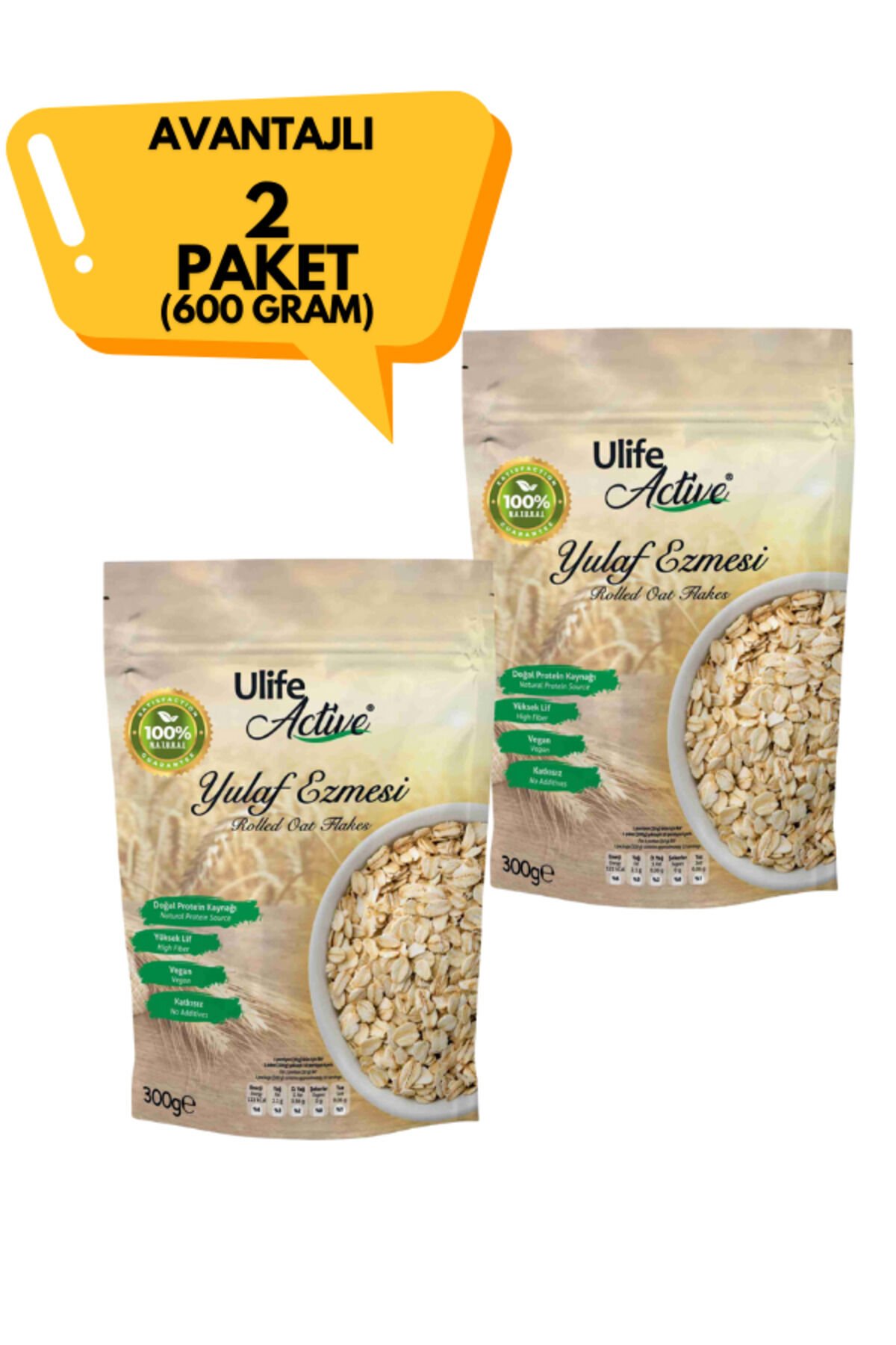 Katkısız Natural Yulaf Ezmesi 300 G X 2 Adet