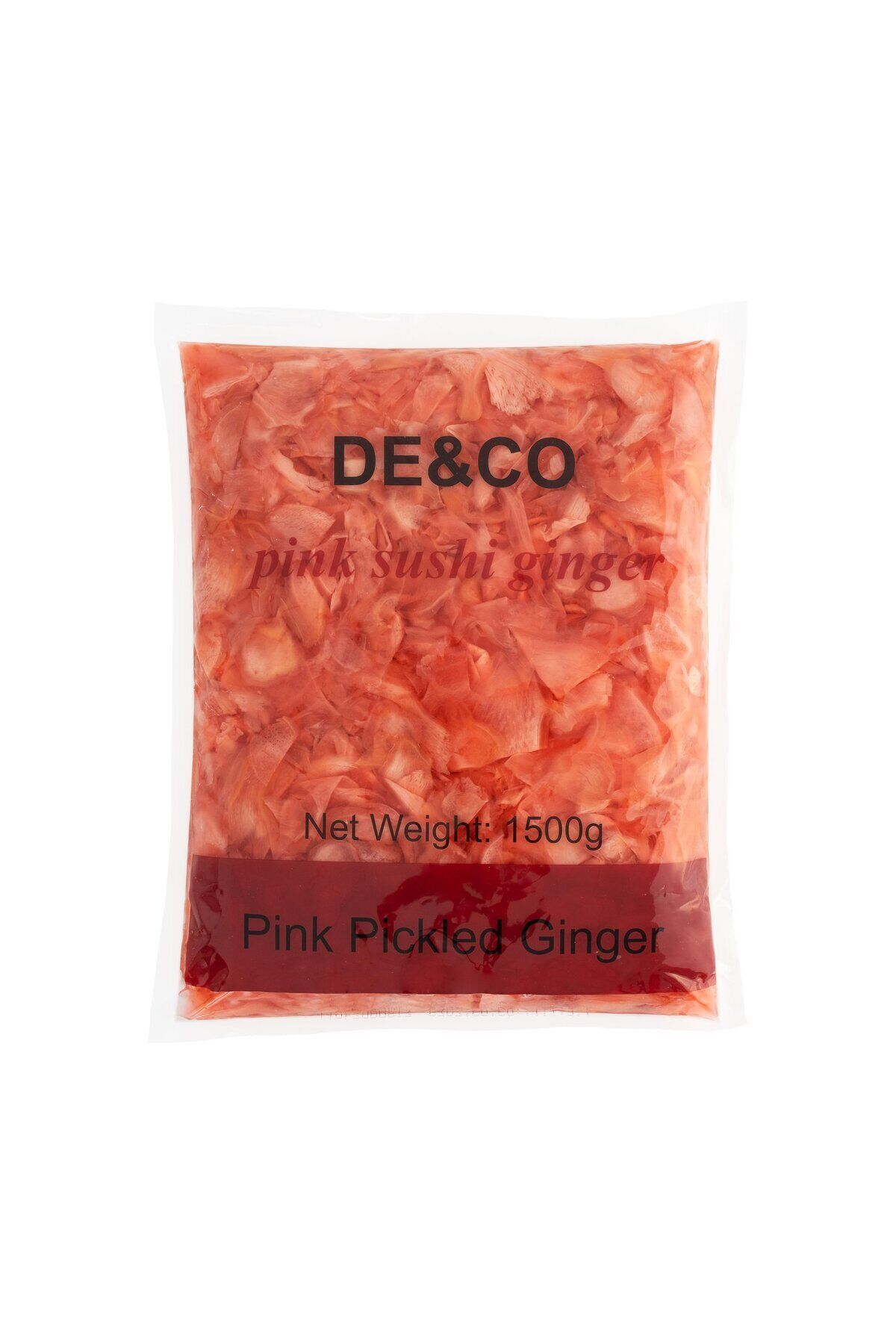 De&Co Pembe Zencefilli Turşusu 1500 g | Sushi İçin Gari | İnce Dilim, Fermente Zencefil | Büyük Boy