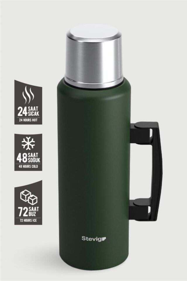 4 Camp Klasik Vakumlu Kulplu Çelik Termos 1.5 LT. Green ST-206