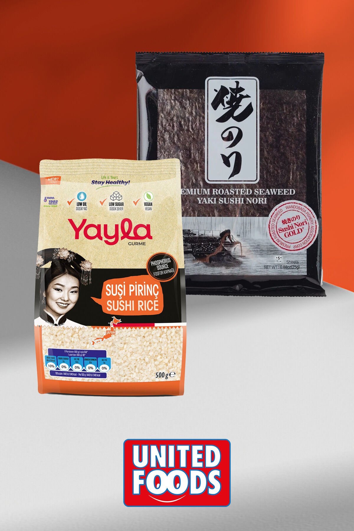 Orijinal Yaki Sushi Nori Gold 5 Yaprak 12.5 G. + Sushi Pirinci 500 G.