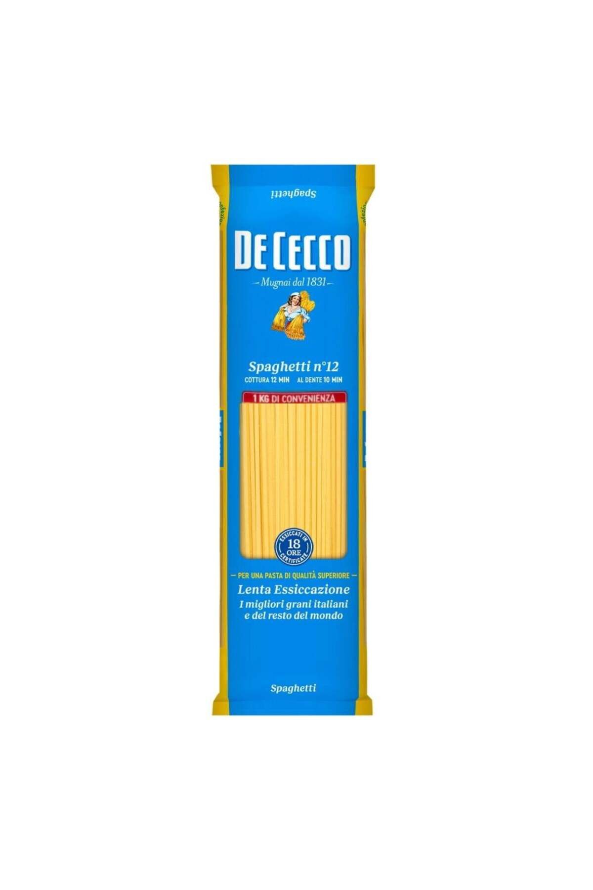 Spaghetti No:12 Makarna 1 Kg – Klasik Sert Buğday Spagetti, Bronz Kalıp