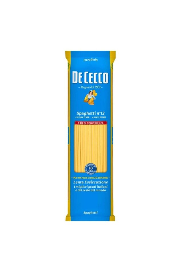 Spaghetti No:12 Makarna 1 Kg – Klasik Sert Buğday Spagetti, Bronz Kalıp