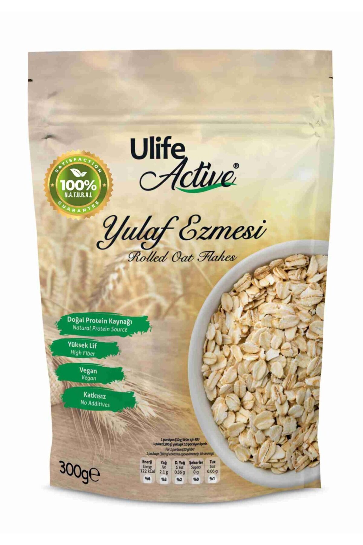 Katkısız Natural Yulaf Ezmesi 300 G- 3 Adet
