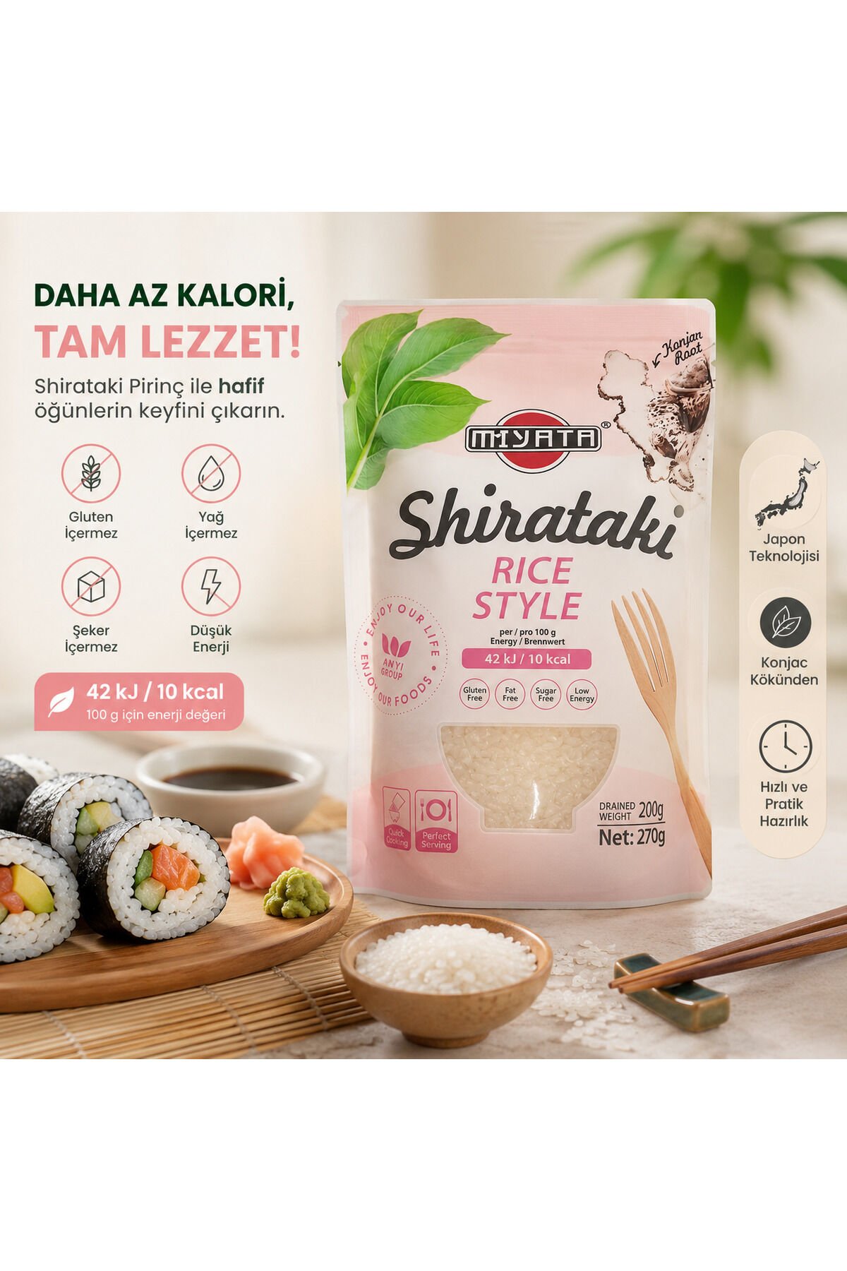 Konjac Prinç Shirataki Konjac Pirinç 270 gr