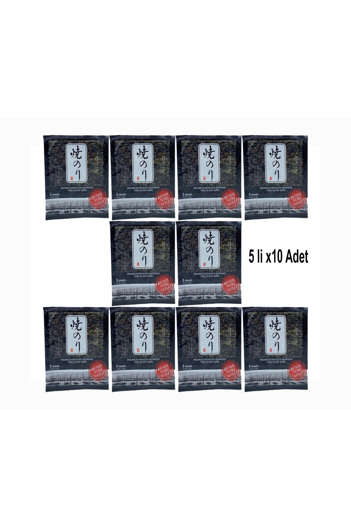 Yaki Nori Sushi Deniz Yosunu 50 Yaprak ( 5li Paket X 10 Adet) SKT:04.2026