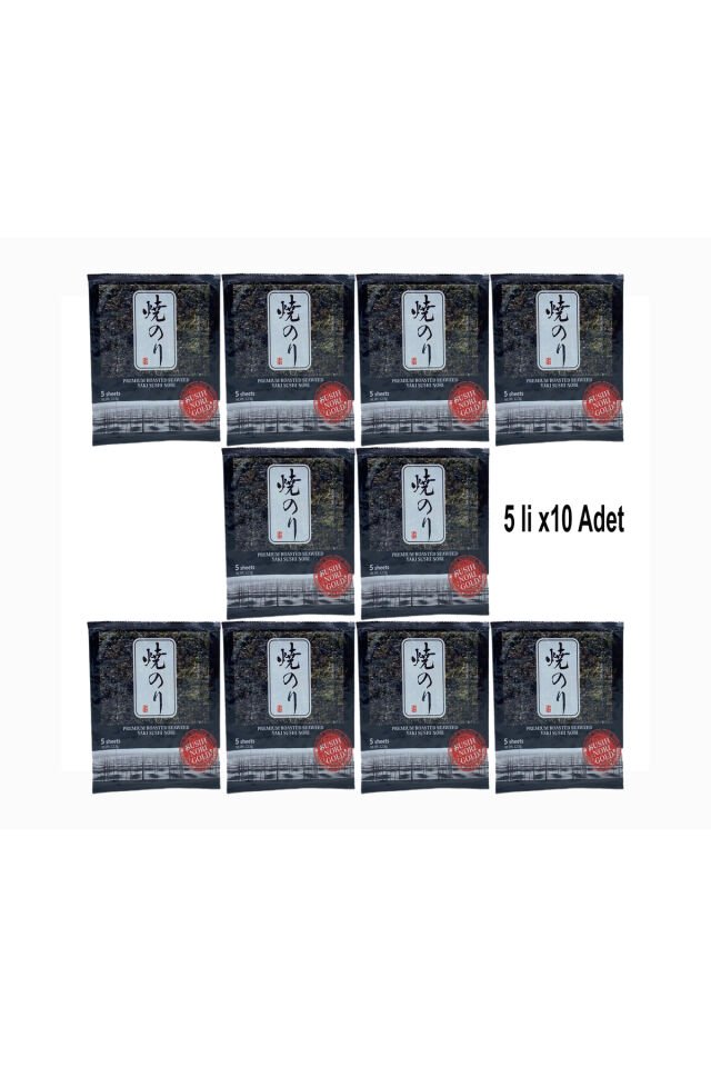 Yaki Nori Sushi Deniz Yosunu 50 Yaprak ( 5li Paket X 10 Adet) SKT:04.2026