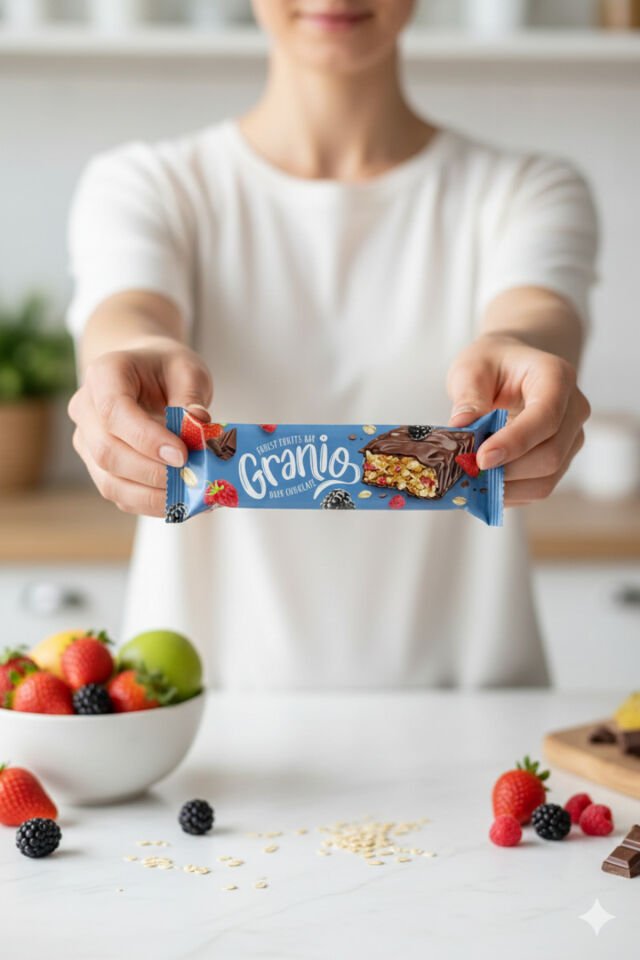 Sütlü Çikolata Kaplamalı Yulaf Ezmeli Kırmızı Meyveli Bar 40 gr X 24 Adet