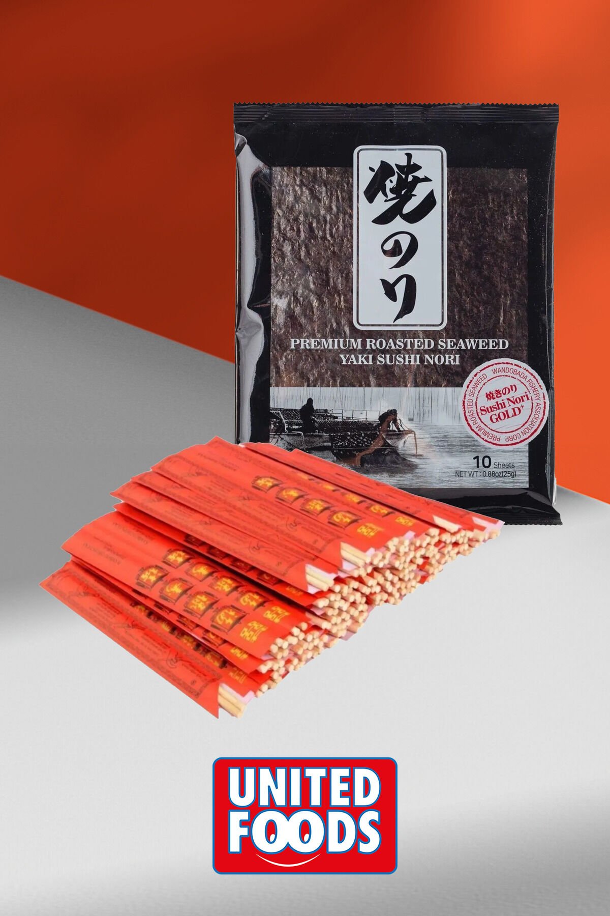 Seafood Sushi Yosunu Yaki Sushi Nori Gold Premium 10 Yaprak + Chopstick 25 Çift
