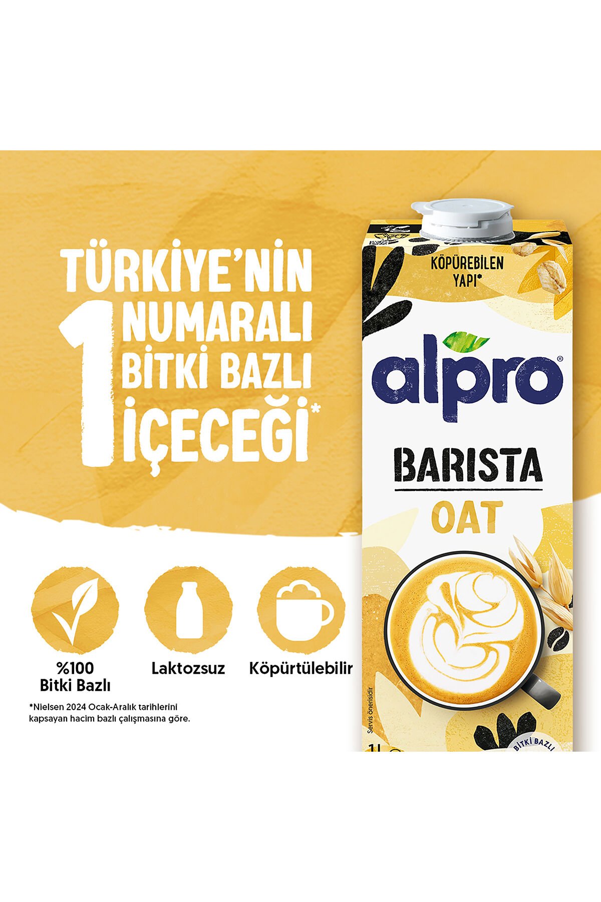 Barista Yulaf Sütü 1 L Vegan Laktozsuz Bitkisel Bazlı