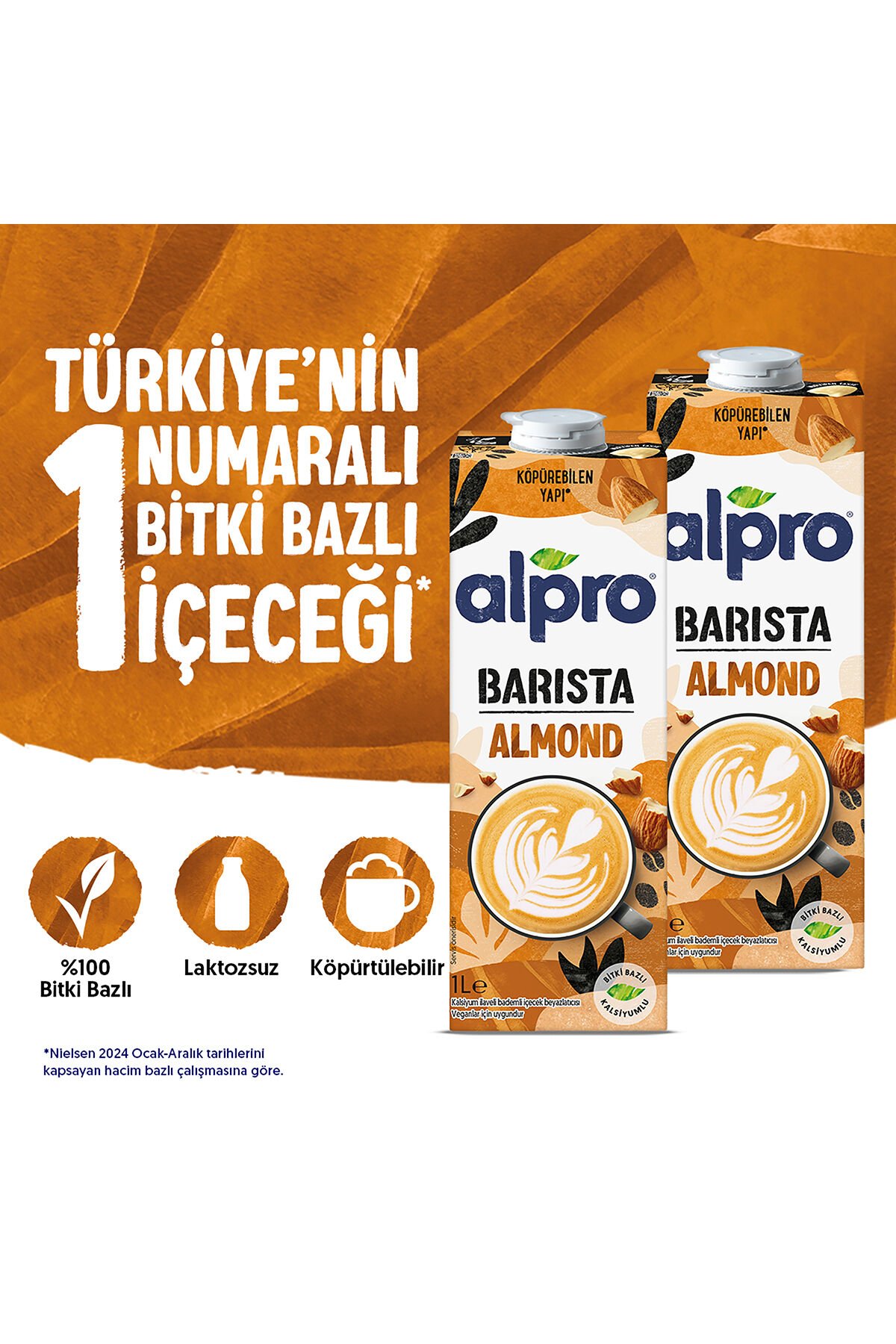 Barista Badem Sütü 2x1 L Vegan Laktozsuz Bitkisel Bazlı