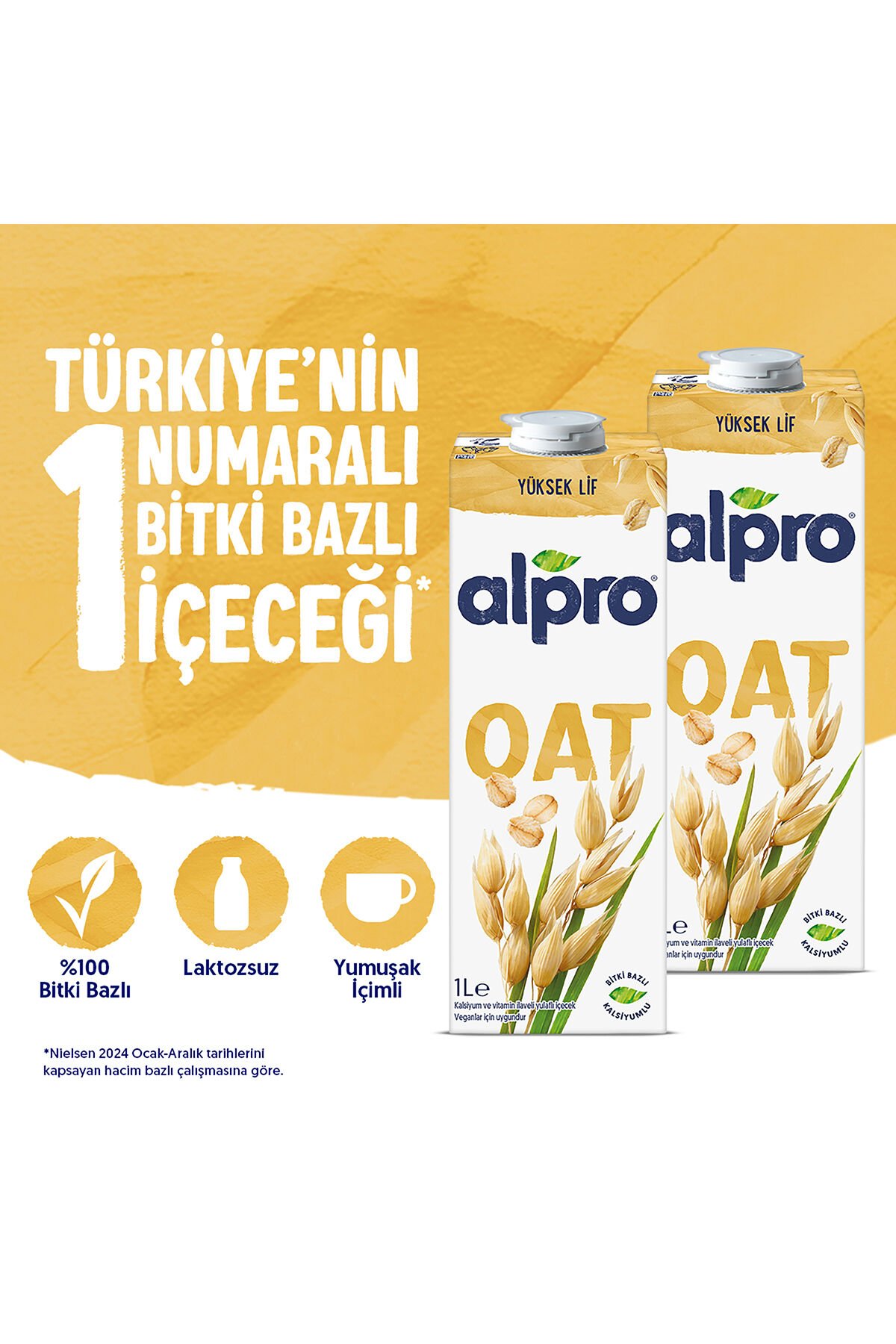 Yulaf Sütü 2x1 L Vegan Laktozsuz Bitkisel Bazlı
