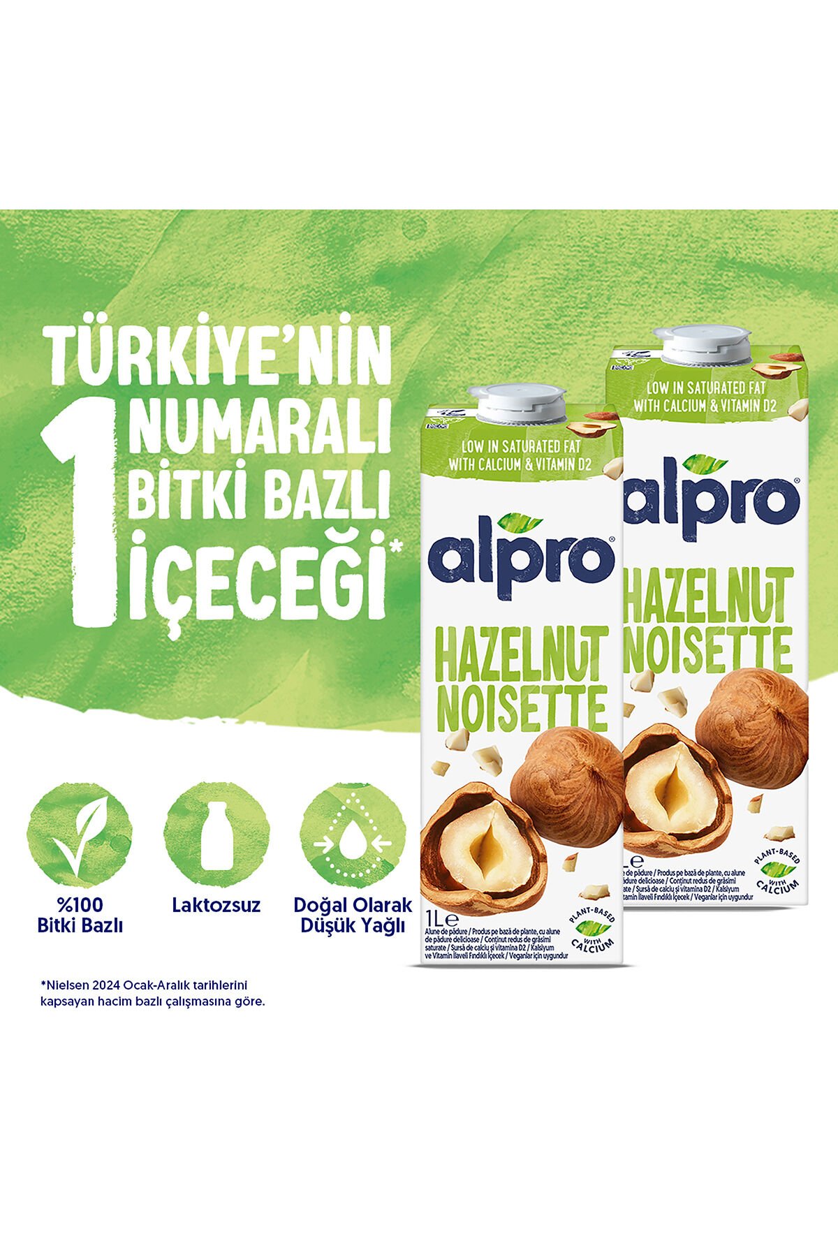 Fındıklı Süt 2x1 L Vegan Laktozsuz Bitkisel Bazlı