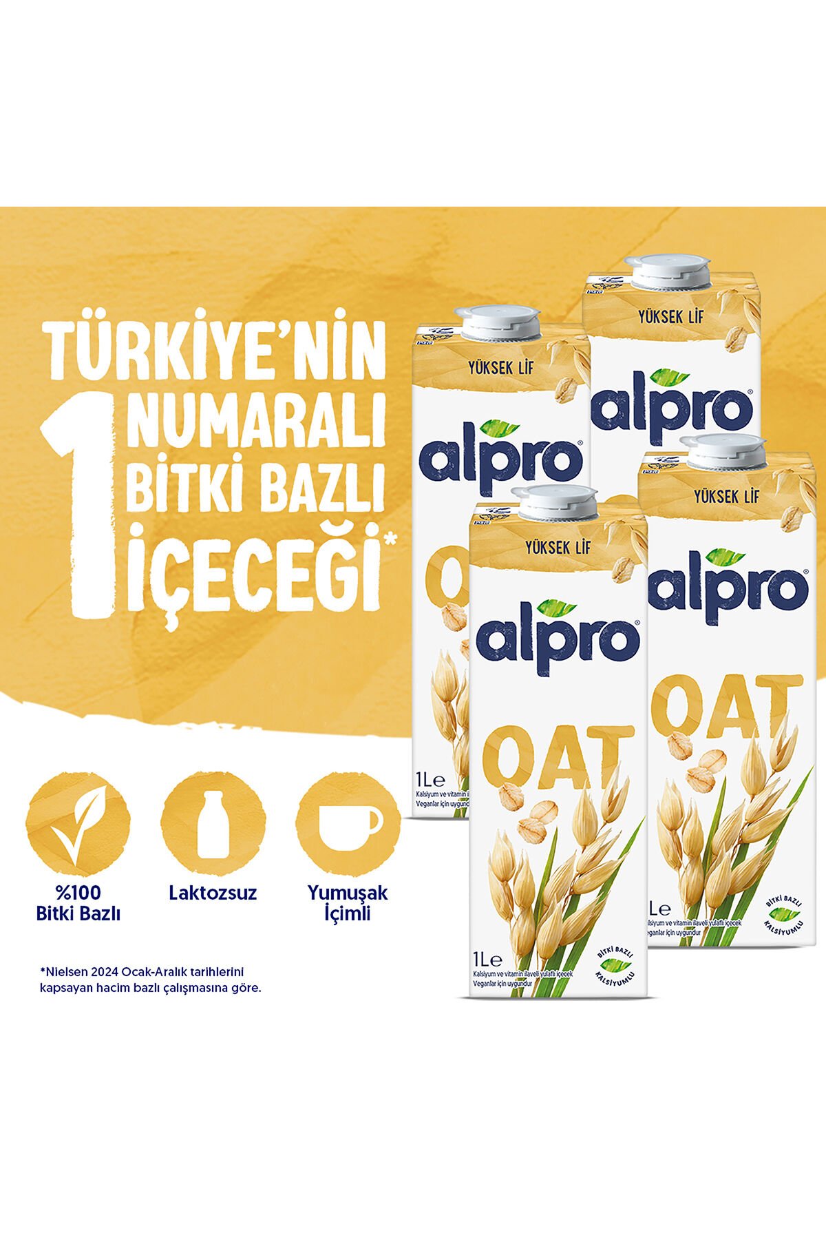 Yulaf Sütü 4x1 L Vegan Laktozsuz Bitkisel Bazlı