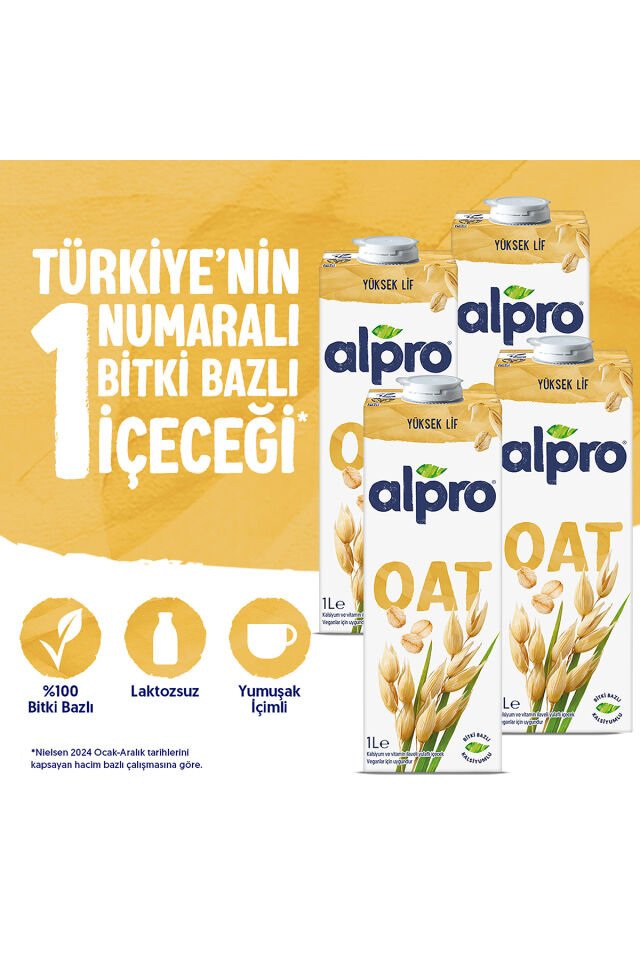 Yulaf Sütü 4x1 L Vegan Laktozsuz Bitkisel Bazlı