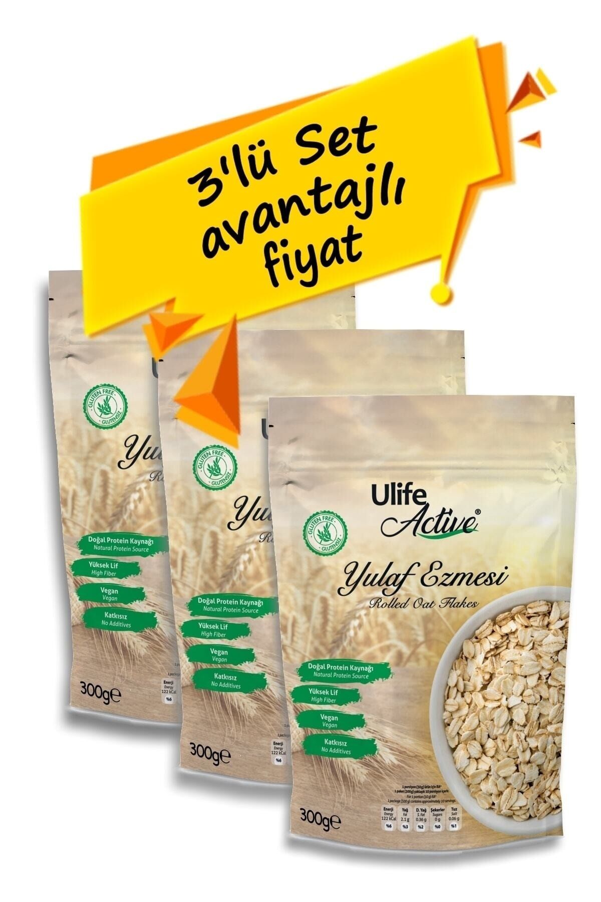 Glutensiz Yulaf Ezmesi 300gr.- 3 Adet